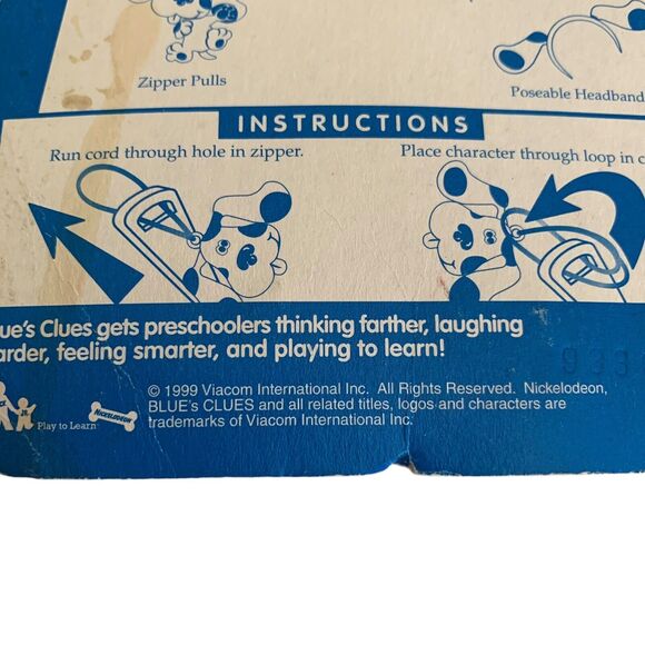 4 Vintage Blue's Clues Zipper Pulls Party Favors 1999 Great for Backpacks NIP - Picture 4 of 5